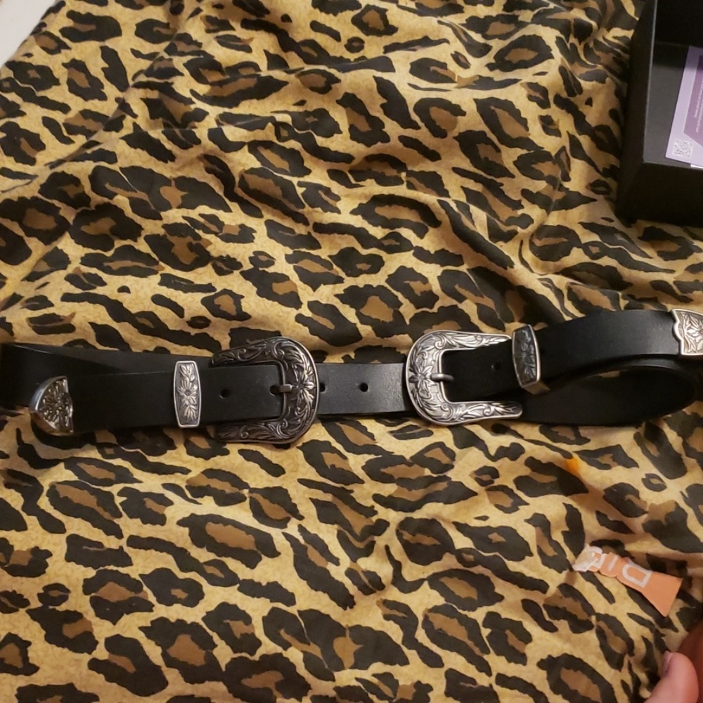 Double buckle black belt